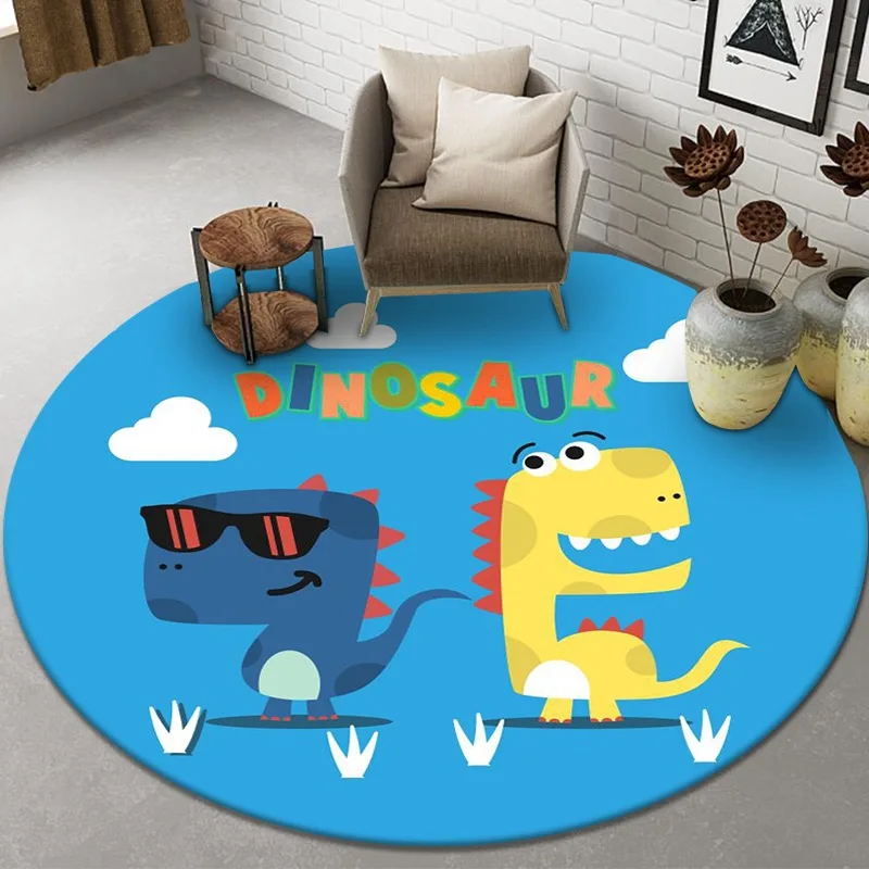 

Cartoon Dinosaur Round Carpets for Kids,Animal Area Rugs,Living Room,Bedroom,Children Play Area Rug, Floor Mat,Kawaii Decoration