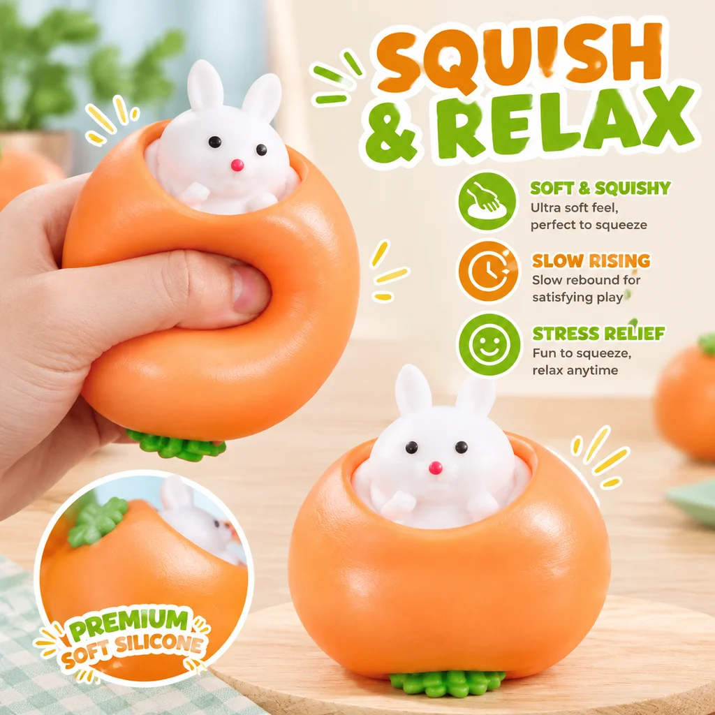 Squeeze Telescopic Squishy Carrot Rabbit Radish Cup Pinch Music Toy Kids Creative Stress Relief Gift Random 1pcs