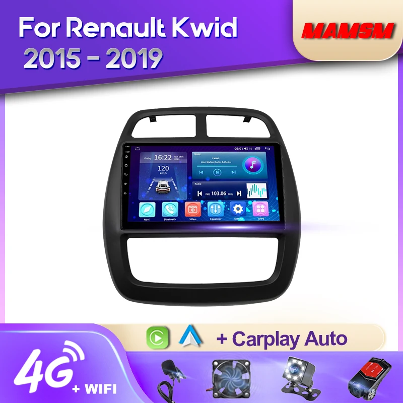 

MAMSM Android 12 2K Car Radio For Renault Kwid 2015 2016 - 2019 Multimedia Bluetooth Player Navigation GPS 4G Carplay stereo