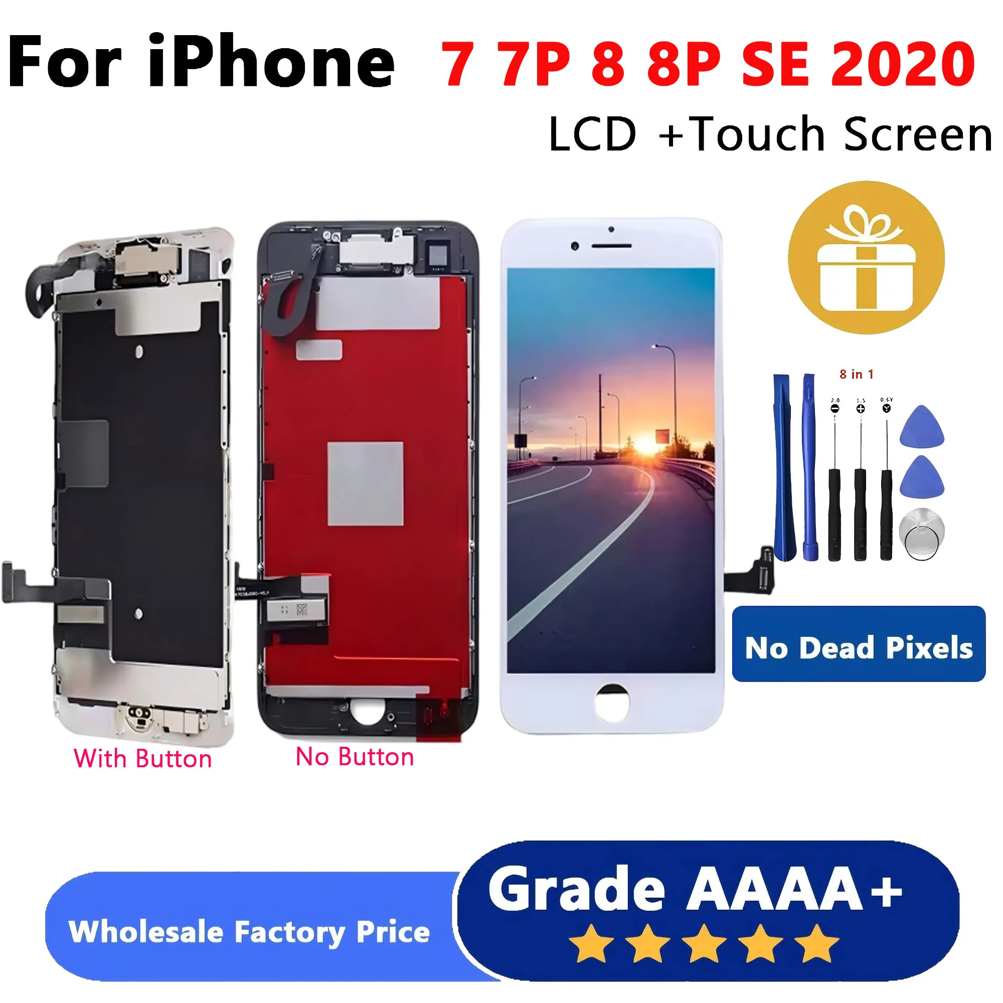 A++++ LCD Display For iPhone 7G 7P 8P 7 8G 8 Plus Touch Screen Digitizer Full Set Assembly LCD Camera Ear Speaker Home Button