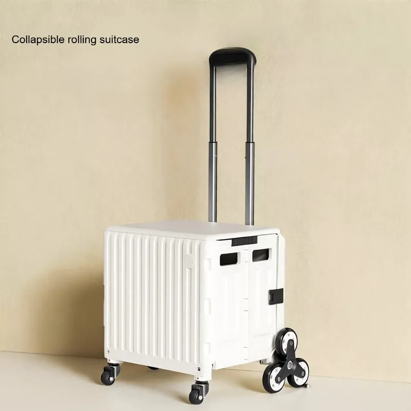 Foldable Portable Shopping Trolley Case Hand Pull Cart for Grocery Supermarket Parcel Receiving Home Use Camping Handcart