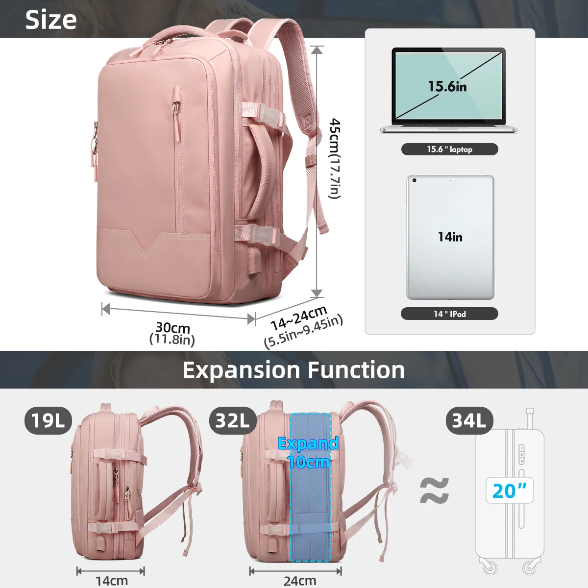 Heroic Knight Women Carry on Travel Backpack Men Expandable Large Capacity Work Laptop Backpack Casual College Weekend Daypack