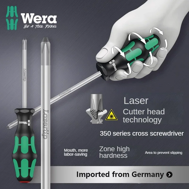 WERA Tools Cross Screwdriver No Laser Tip  Exquisite Workmanship Wide Application Range Easy Operation