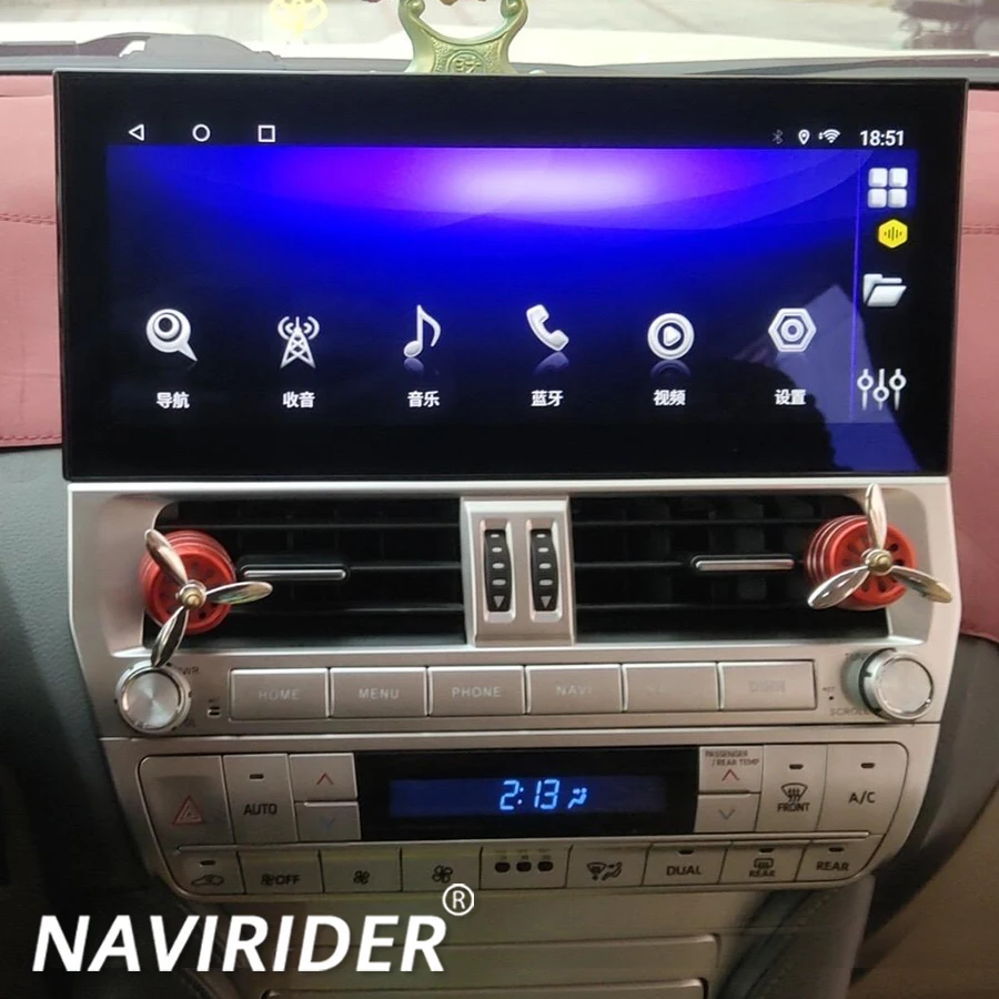 12.3 Car Radio+AC Panel For Toyota Land Cruiser Prado 150 2018 2019 2020 Wireless CarPlay Android Auto 4G DSP Car Multimedia GPS