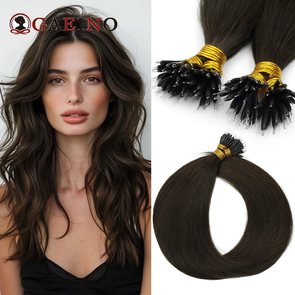 Nano Ring Micro Bead Loop Human Hair Extention 100% Real Remy Hair Nano Link Dark Brown Hair Extensions Real Human Hair 16