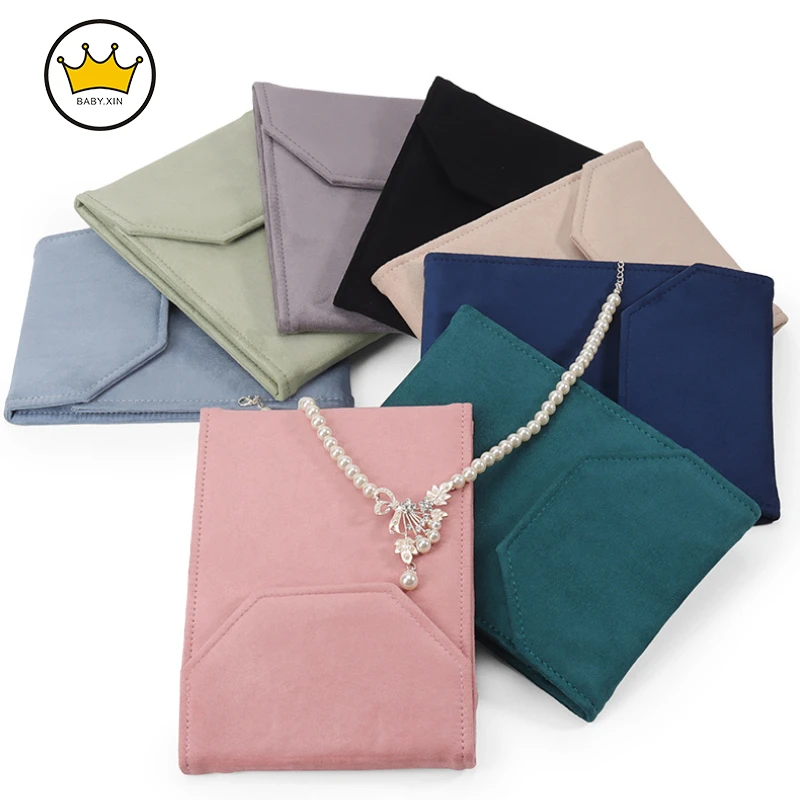 

Pearl Necklace Bag Button Clamshell Pendant Storage Pouch Jewelry Packaging Sweater Chain Holder Bag
