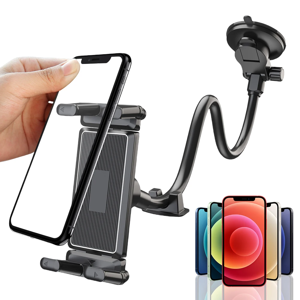 Suction Cup Dashboard Phone Tablet Holder Long Arm Gooseneck Phone Bracket Windshield Cell Phone Support for Truck SUV Vehicle