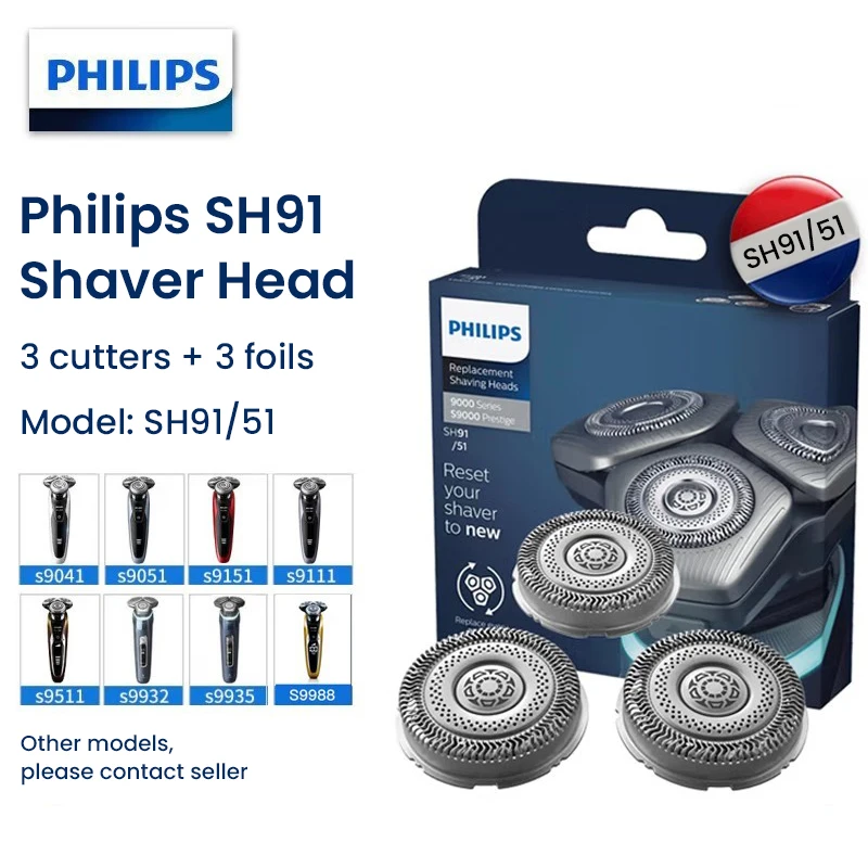 Philips SH91 shaving head Shaving Head Replacement 3 foils+ 3 cutters Compatible with All series 9000 Series Prestige