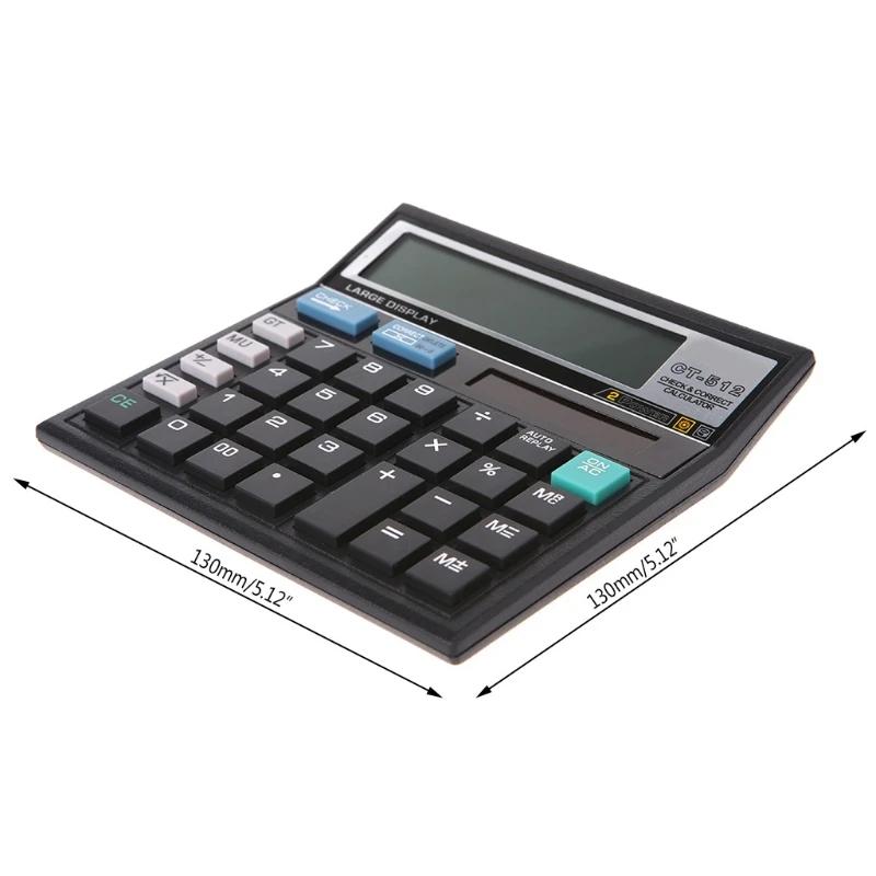 bateria solar de 12 digitos dupla potencia grande exibicao escritorio desktop calculadora ct512 01