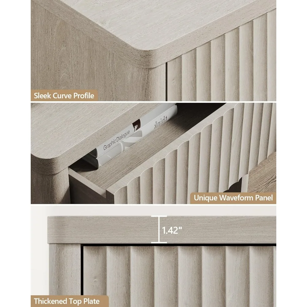 Bedside Table Set, 2 Bedside Tables with Drawer Storage Slot Bedside Table End Table Large