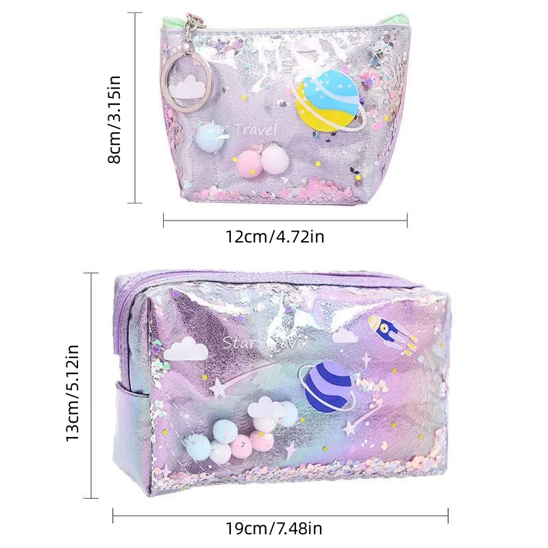 Planet laser cute pen case School pencil case big Stationery bag for girls Cosmetic bag student Storage bag kawaii pen bag gifts