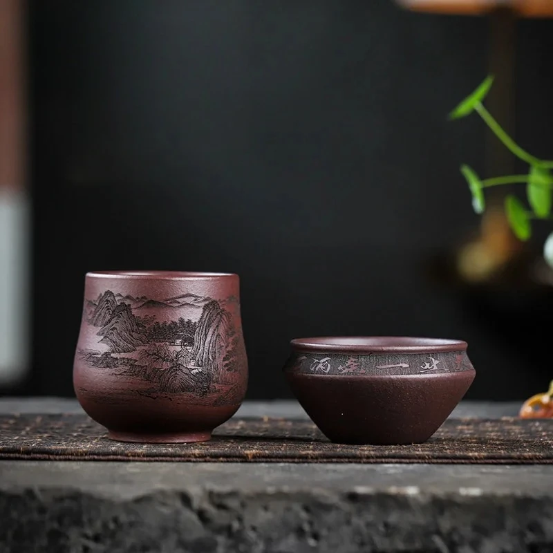 

Yixing-Handmade Purple Sand Cup, Huanglongshan Original Mine, Purple Mud, Lofty Jiangshan, Master Cup, Household Tea Cup