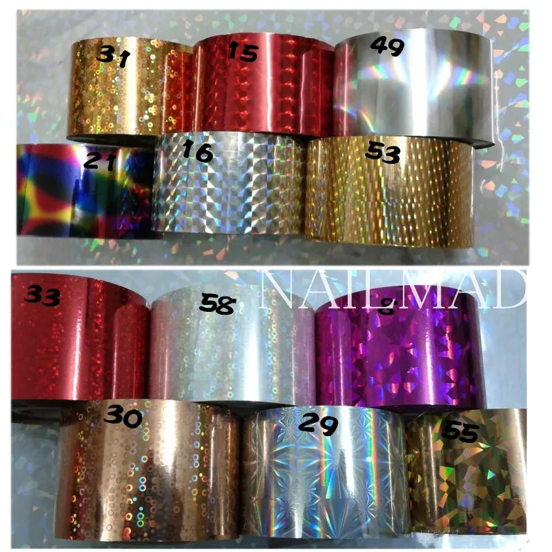 1 roll 120m*4cm Holographic Nail Foil Holographic Gold Laser Silver Nail Art transfer Decal Foil Sticker Decals Nail Decoration