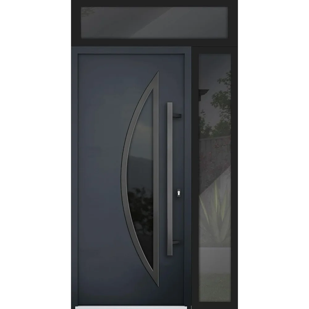 Front Exterior Prehung Steel Door 48 x 96  Left Hand Inswing/Side and Top Exterior Window