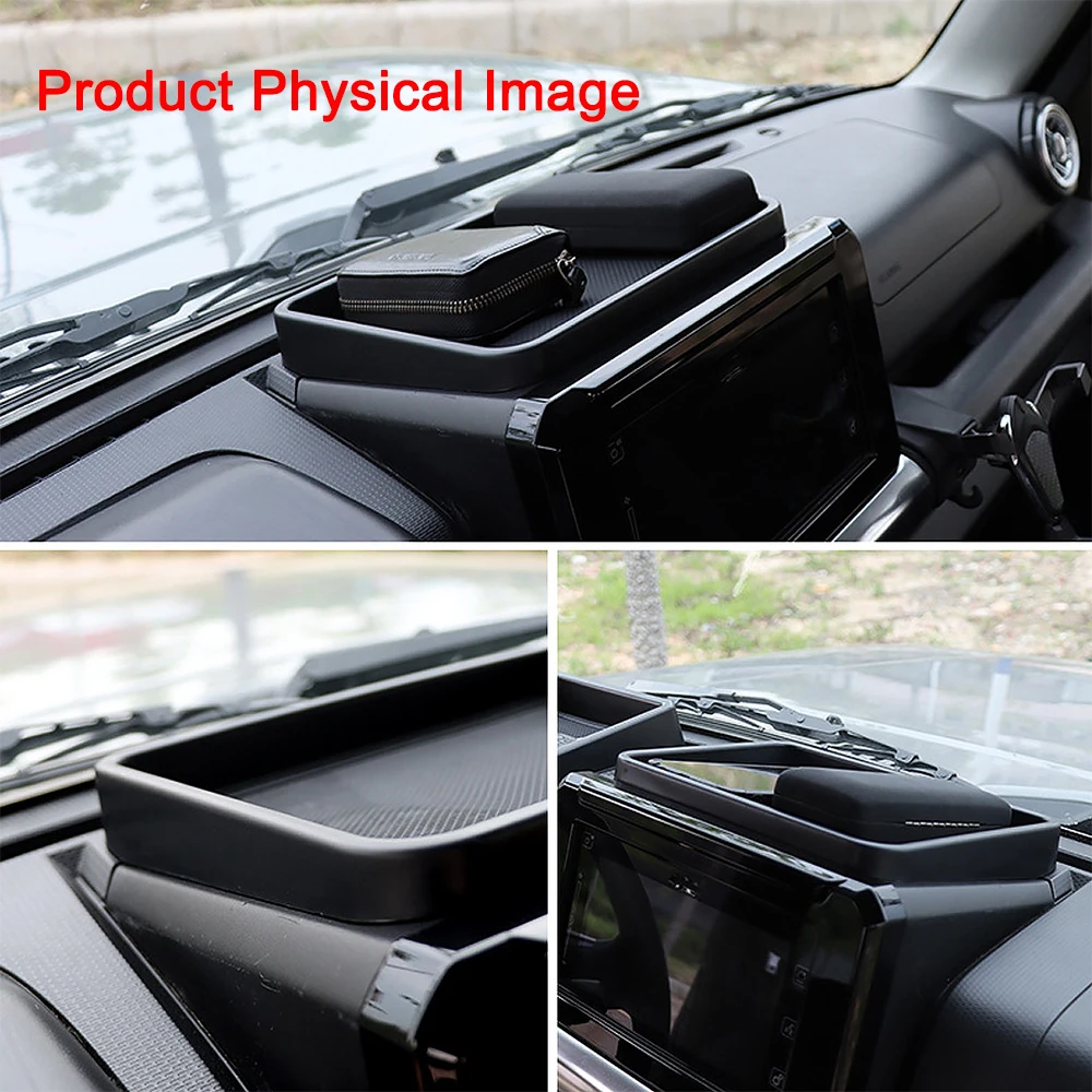 Car Center Console Storage Box Organizer Tray With Mat Pad for Suzuki Jimny 2019 2020 2021 2022 2023 Interior Accessories Black