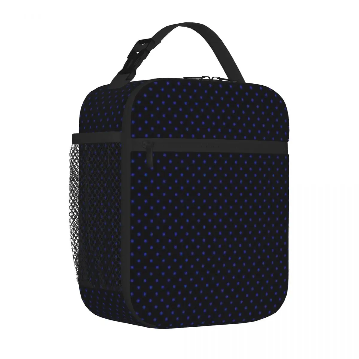 Bestselling Cobalt Blue Polkadots On Black Trendy Shoulder Lunch Bag Business Trip Work Lunch Bag