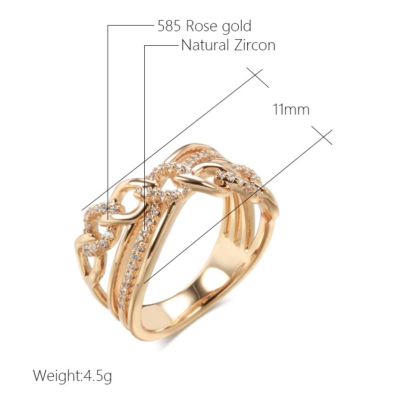 JULYDREAM Luxury Chain Design White Zircon Smooth Crossing Rings Personality Wedding Party Women Jewelry Sexy Girls Accessories