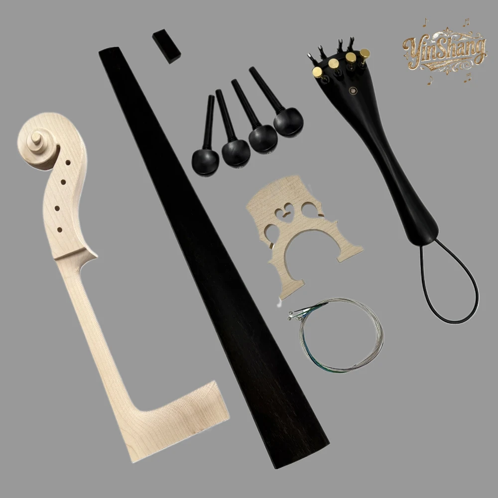 

4/4 3/4 1/2 Cello Parts Fittings Cello Neck Head,fingerboard,bridge, Tailpiece,strings,tuning Pegs,nut,fine Tuners