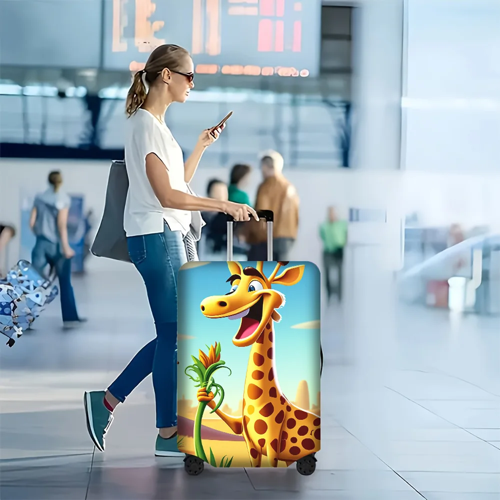 

1PC Cartoon Deer Print luggage cover for luggage sizes 18-32 inches; dust and elastic travel accessories to effectively prote