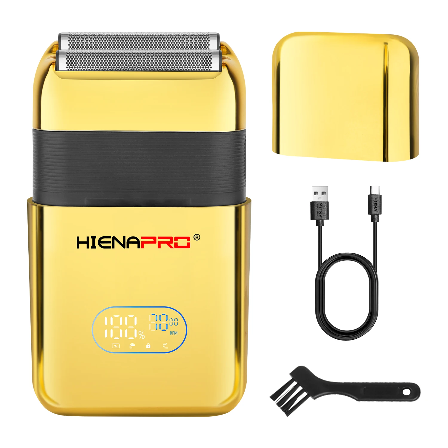 

HIENAPRO Gold Reciprocating Electric Shaver for Men, LED Display Rechargeable Wet Dry Portable Travel Razor