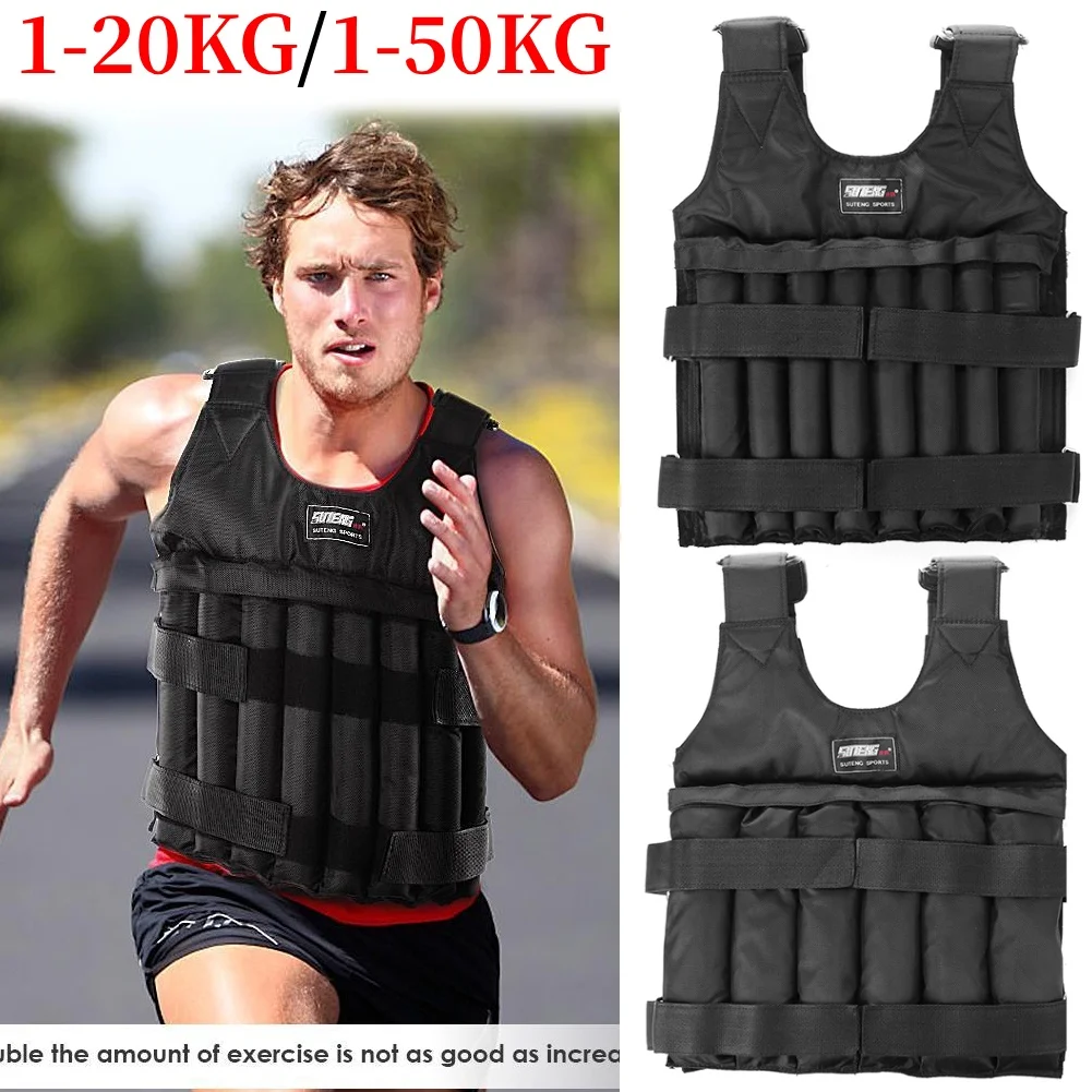 Durable Loading Weighted Vest 50kg Adjustable Weight Training Exercise Waistcoat Jacket Sand Clothing Boxing Fitness Equipment