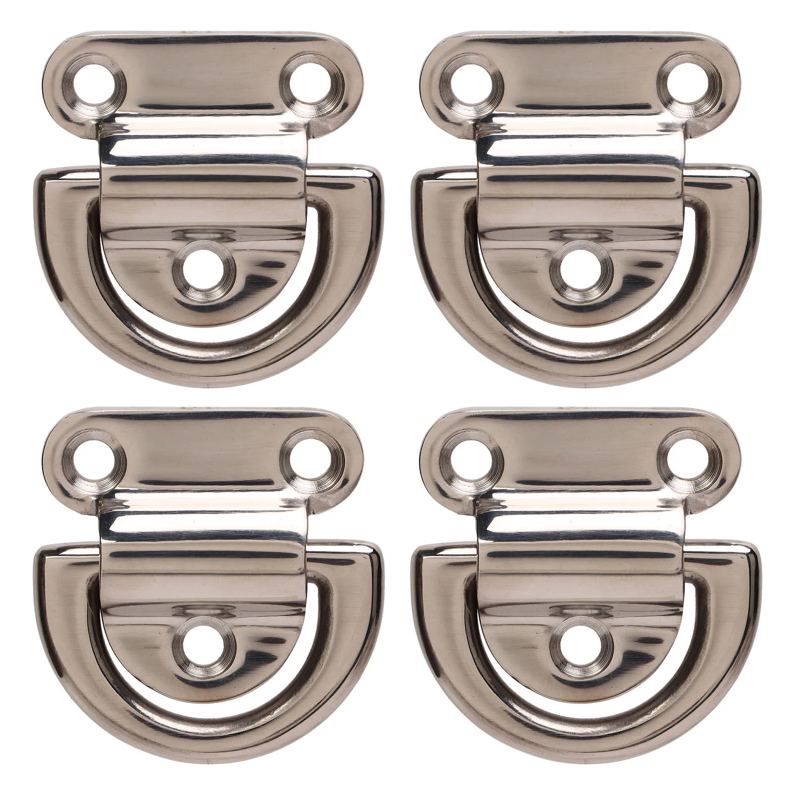 4 Sets Stainless Steel Folding Pad Eye Polishing Rustproof D Rings Deck Folding Pad Eye for Marine Yacht