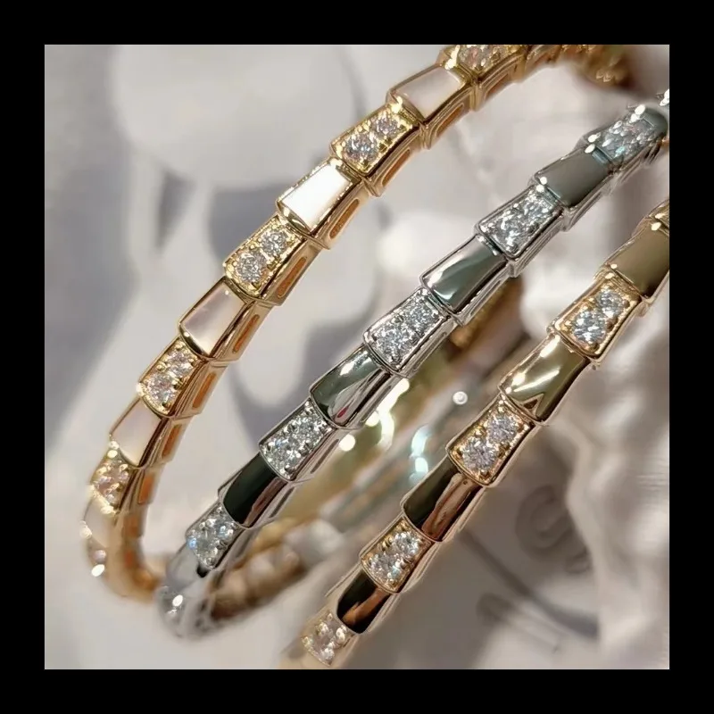 سوار عظم الثعبان فريتيلاري الذهبي بتصميم عصري ومتعدد الاستخدامات، اعوج منفصل بالألماس #2