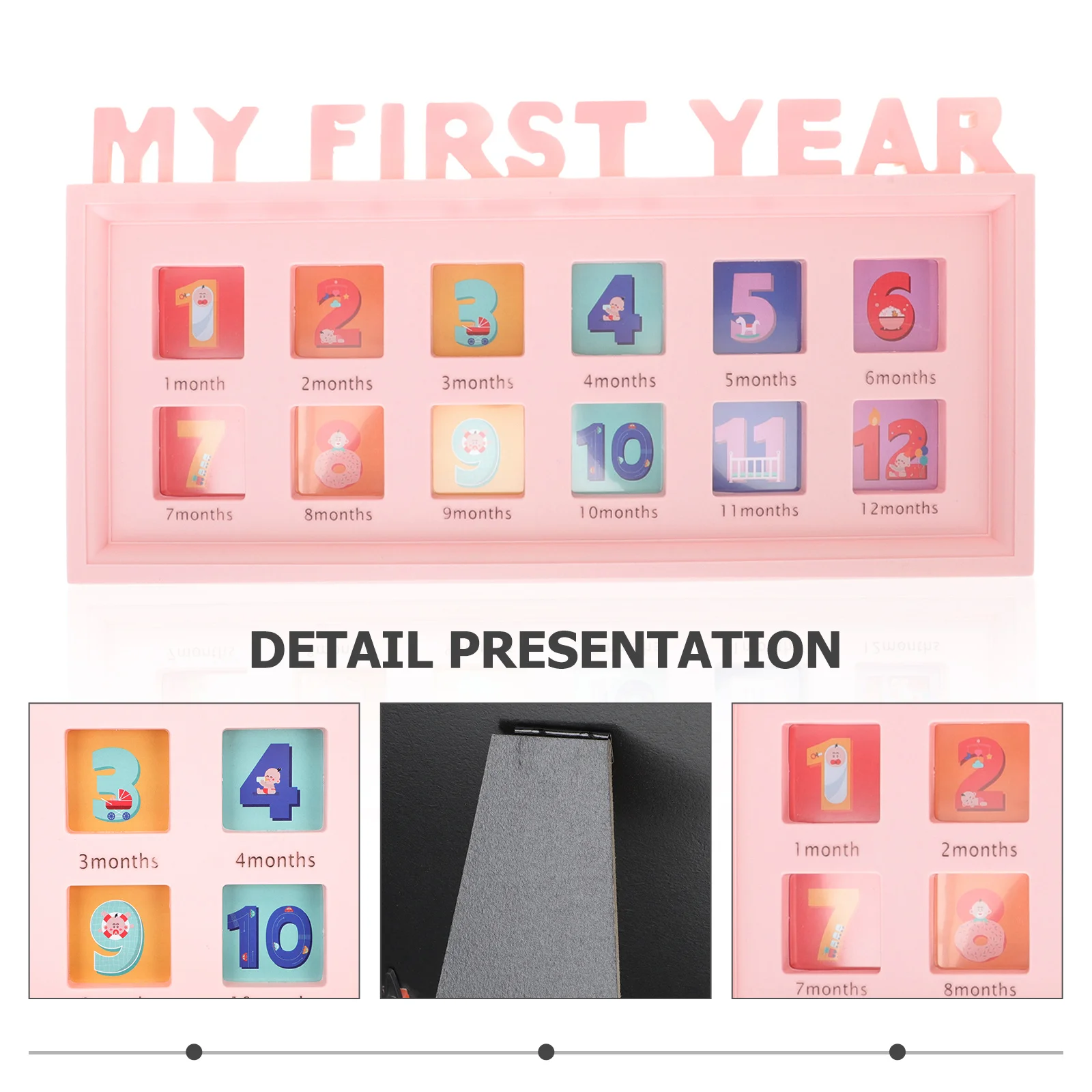 

Baby 12 Month Growth Photo Frame First Year Milestone Infant Picture Holder Clip Wall Mount For Newborn Memories