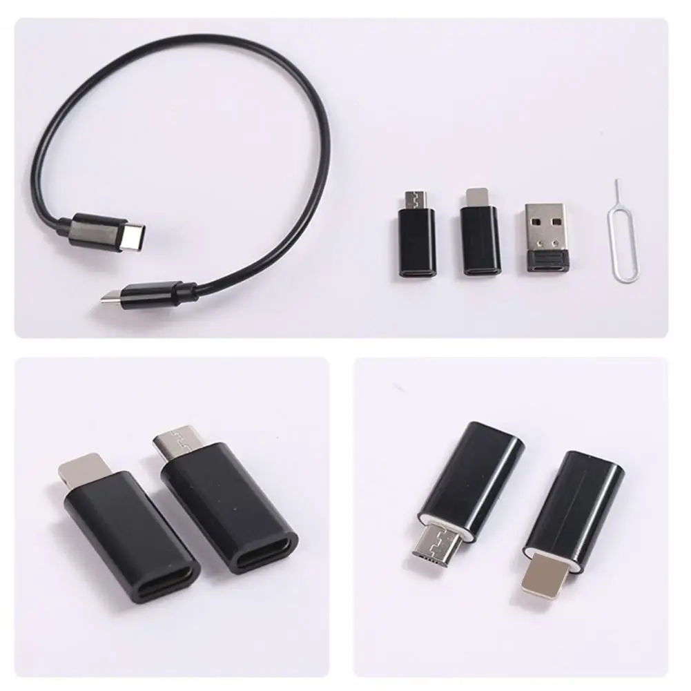 Data Cable Adapter Box USB 8-Pin for Android Convertor SIM Card Removal Pin Storage Slots Type-C Charging Cord Case Phone Holder