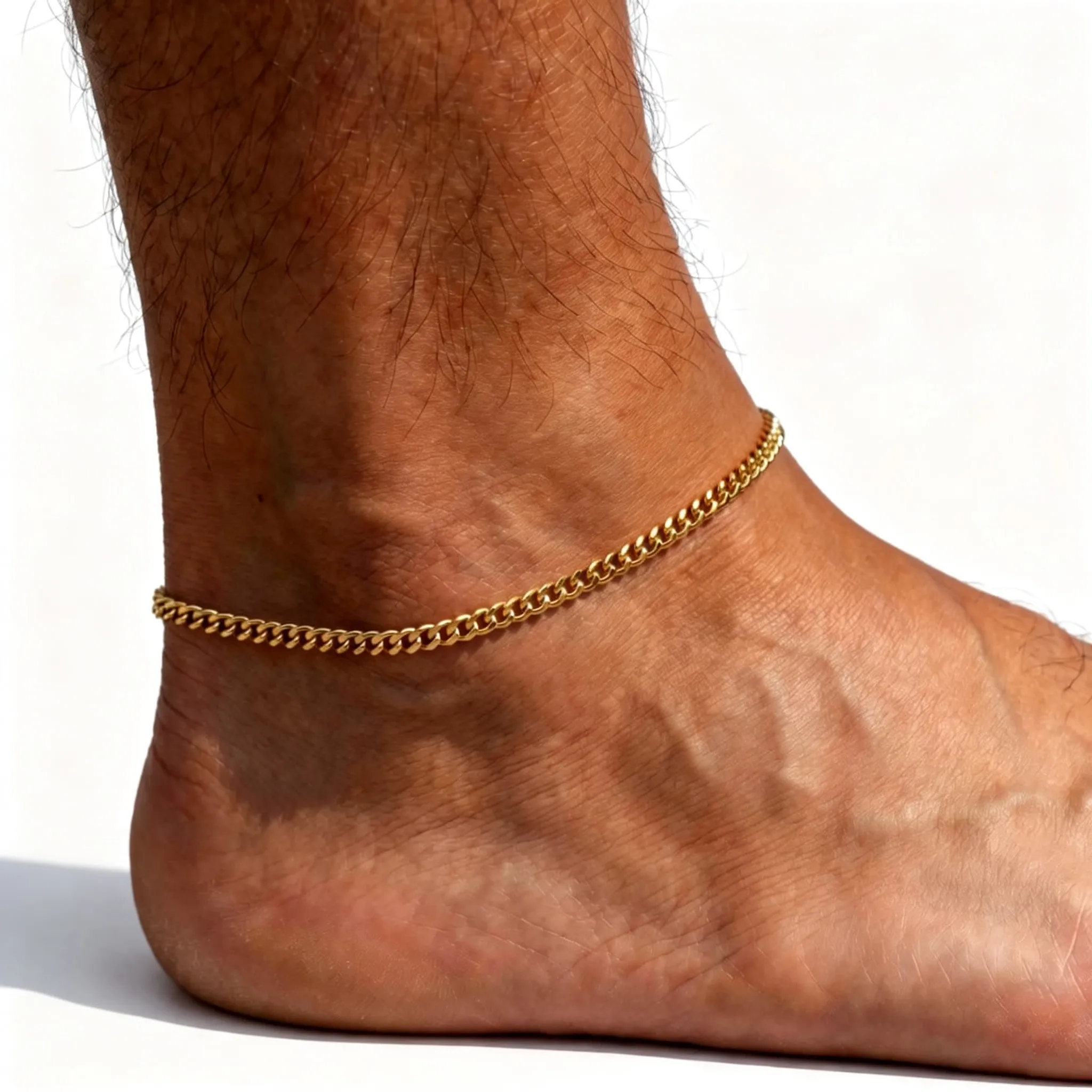 Herren-Fußkettchen, Edelstahl-Panzerketten-Fußkettchen, Sommer-Strand-Fußschmuck – Detail 4
