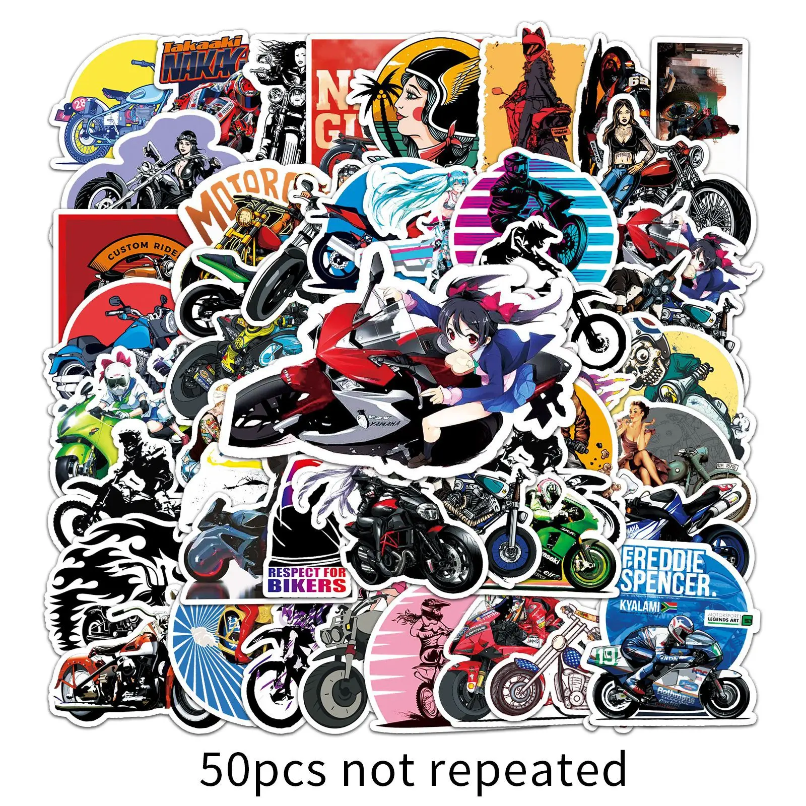 50psc Motorcycle Stickers Personalities Motorcycles DIY Decorations Scooters for Honda Yamaha Kawasaki Suzuki Motocross Decals