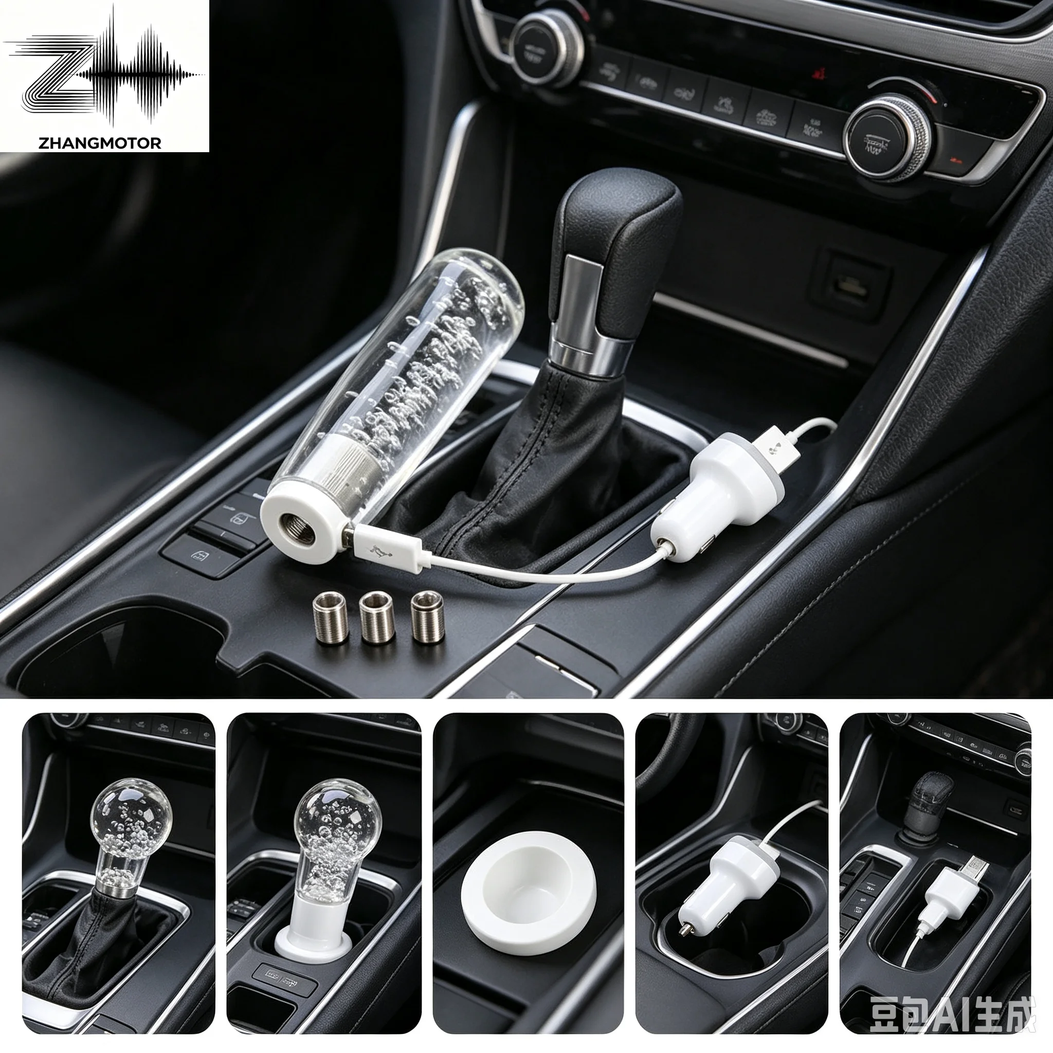 Universal Car Colorful RGB Crystal Bubbles AT MT Car Gear Shifter Shift Lever Knob Head Knobs Fit For Honda Toyota Nissan