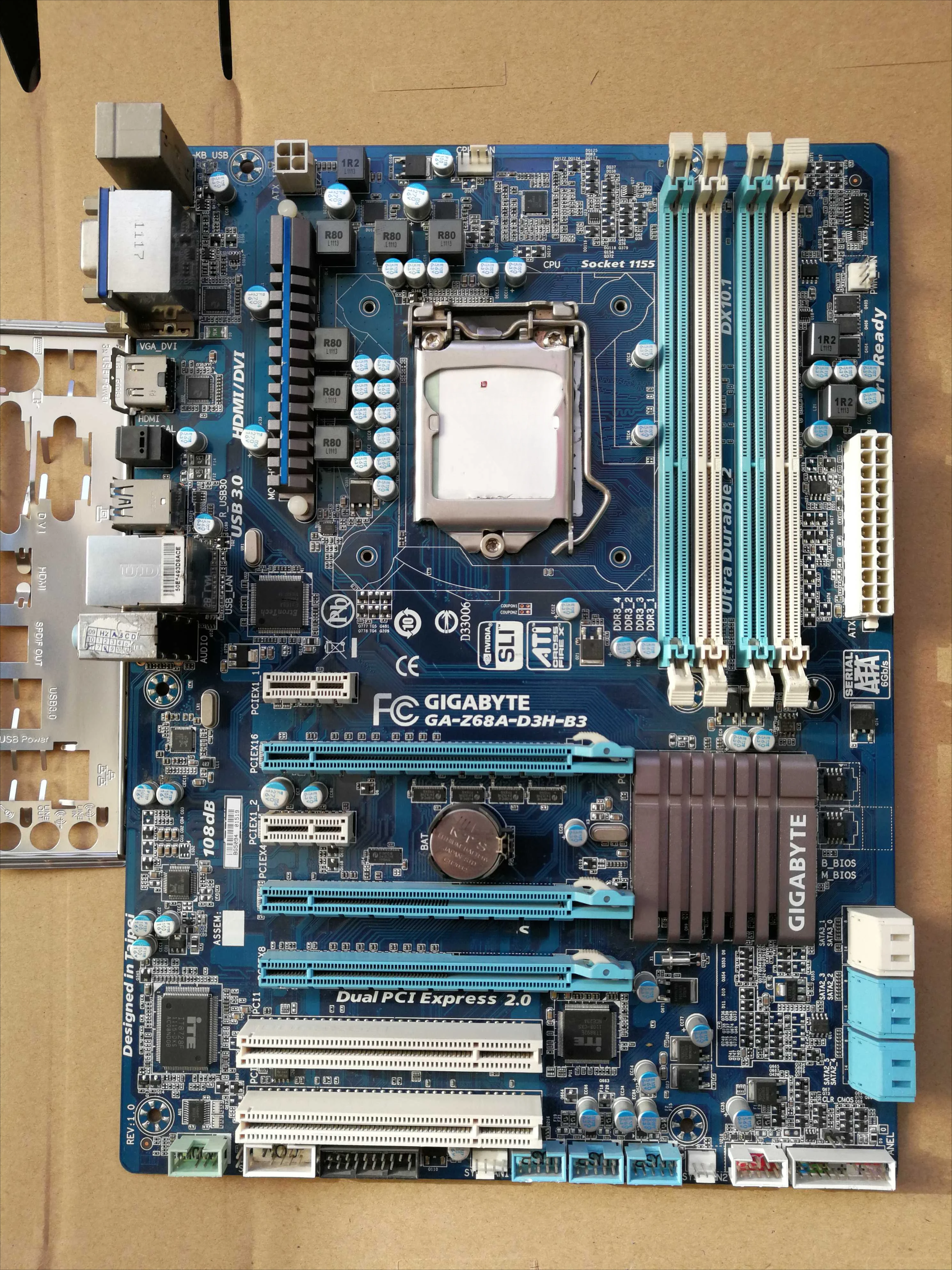 

For Sale Gigabyte GA-Z68A-D3H-B3 Z68 Large Board DDR3 Slot 1155 Pins Main Board Support 2600