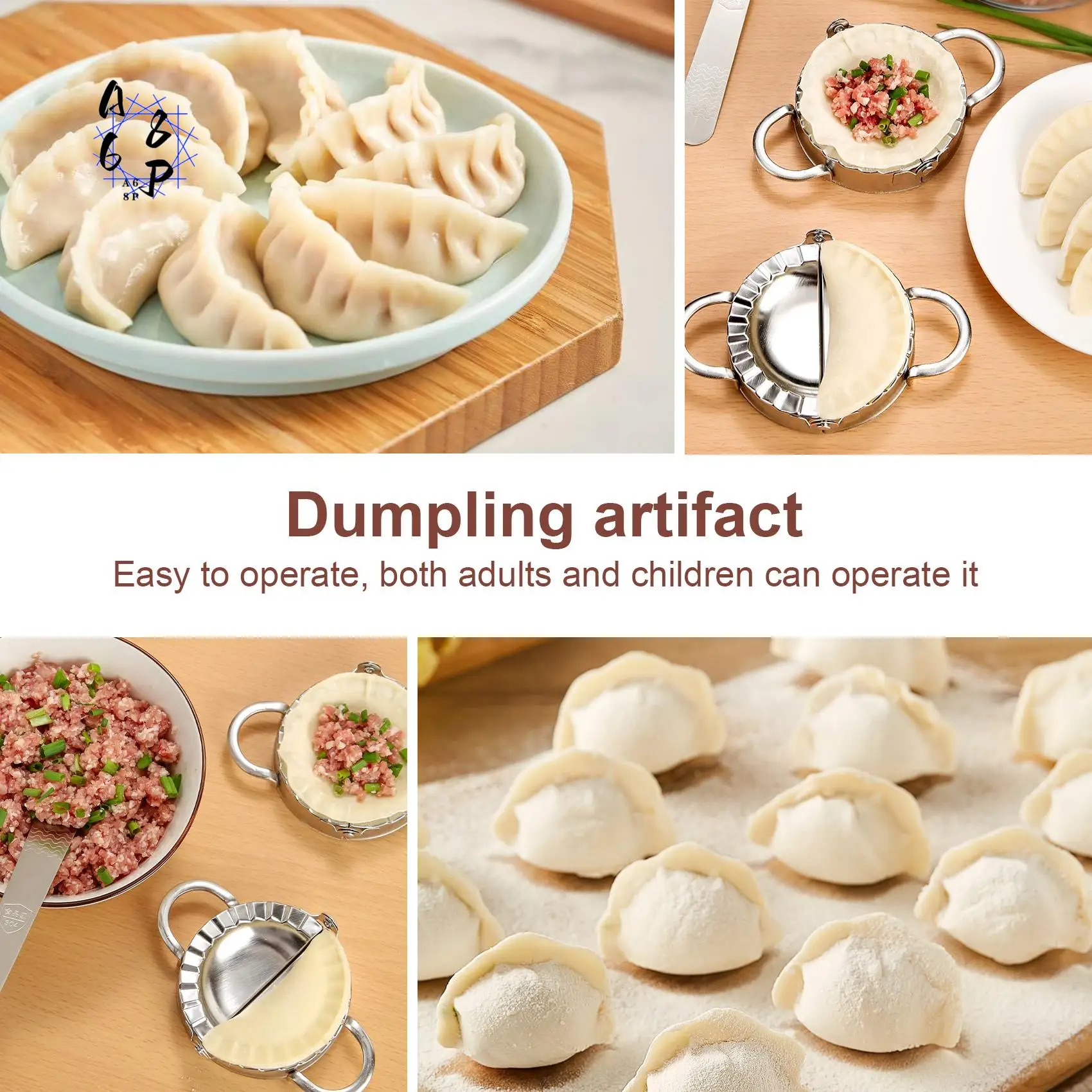 A68P-máquina de albóndigas, 8 Uds., molde y cortador de prensa de Empanada, envoltorios de masa para ravioles y tartas, cuchara de relleno Manual para la piel