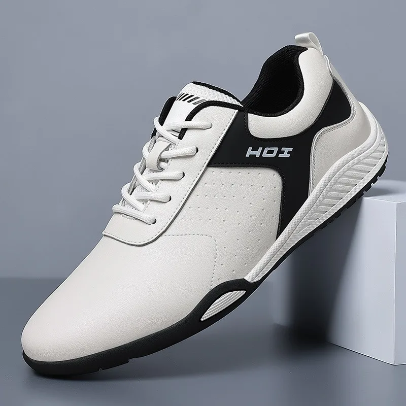 

Men's Waterproof Leather Upper Sports Shoes Low-Top British Trend Casual Versatile White Sneakers