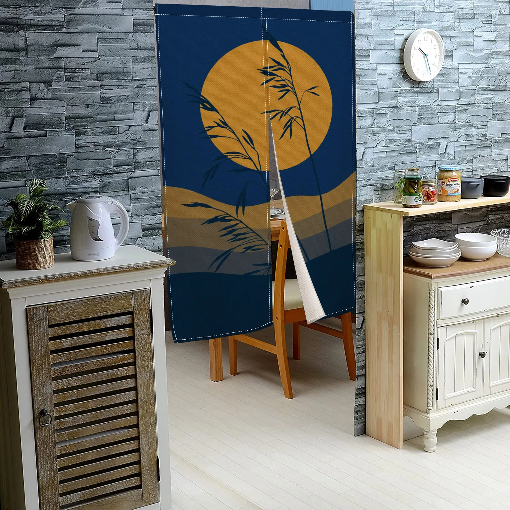 Nature Scenery Mountain Japanese Style Doorway Curtain Chinese Traditional Painting Bedroom Kitchen Entrance Opaque Door Curtain