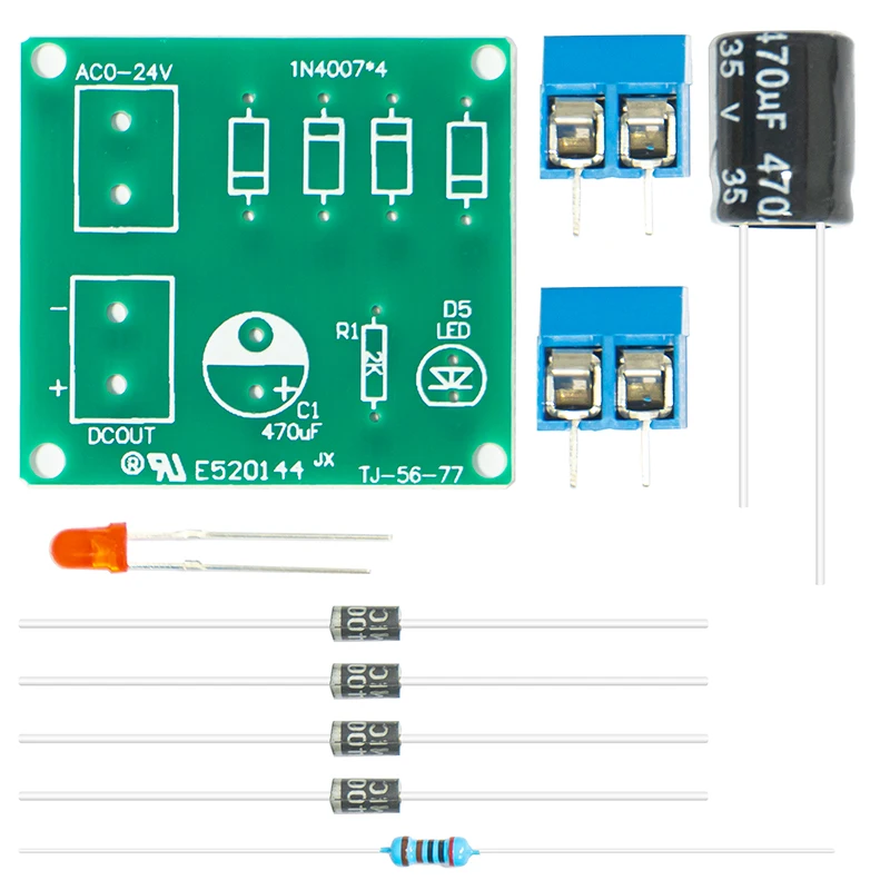IN4007 Brückengleichrichter AC zu DC Stromumwandlung Elektronischer Vollwellengleichrichter-Leiterplatten-Kit