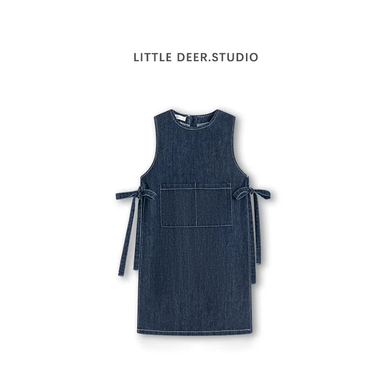 Girls Dress Girls Denim Skirt 2024 Spring New Childrens Korean Style Retro Simple Everything Cowboy Strap Western-style Dress