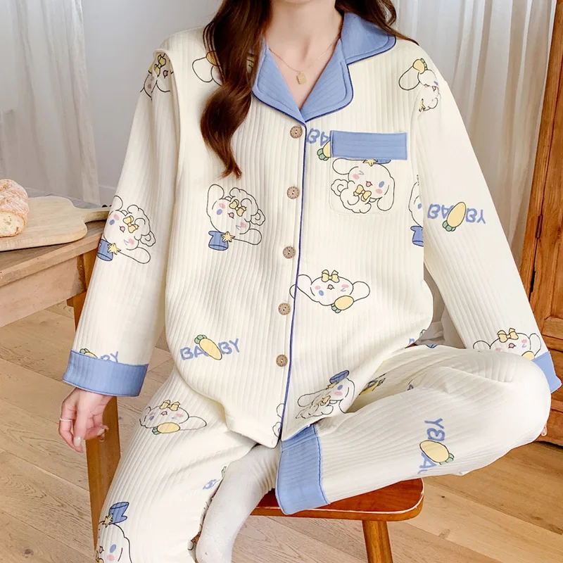 New Yugui dog pajamas thermal long-sleeved trousers casual cartoon loose two-piece set Sanrio loungewear women's pajamas set