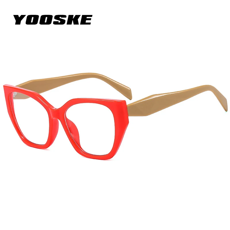 YOOSKE New Cat Eye Anti-blue Light Glasses Women Men Metal Spring Leg Spectacles Computer Glasses  Eyeglasses Frame Optical