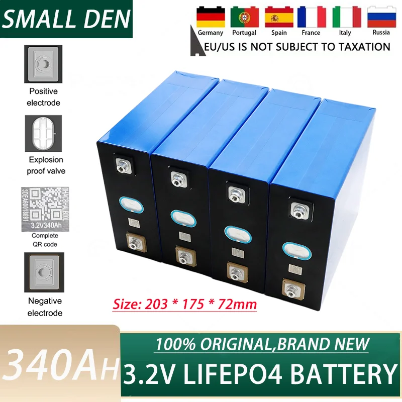 New 3.2V 340Ah 3C A-level 8000 cycle Lifepo4 battery DIY 12V 24V 48V RV lithium iron phosphate solar golf rechargeable battery