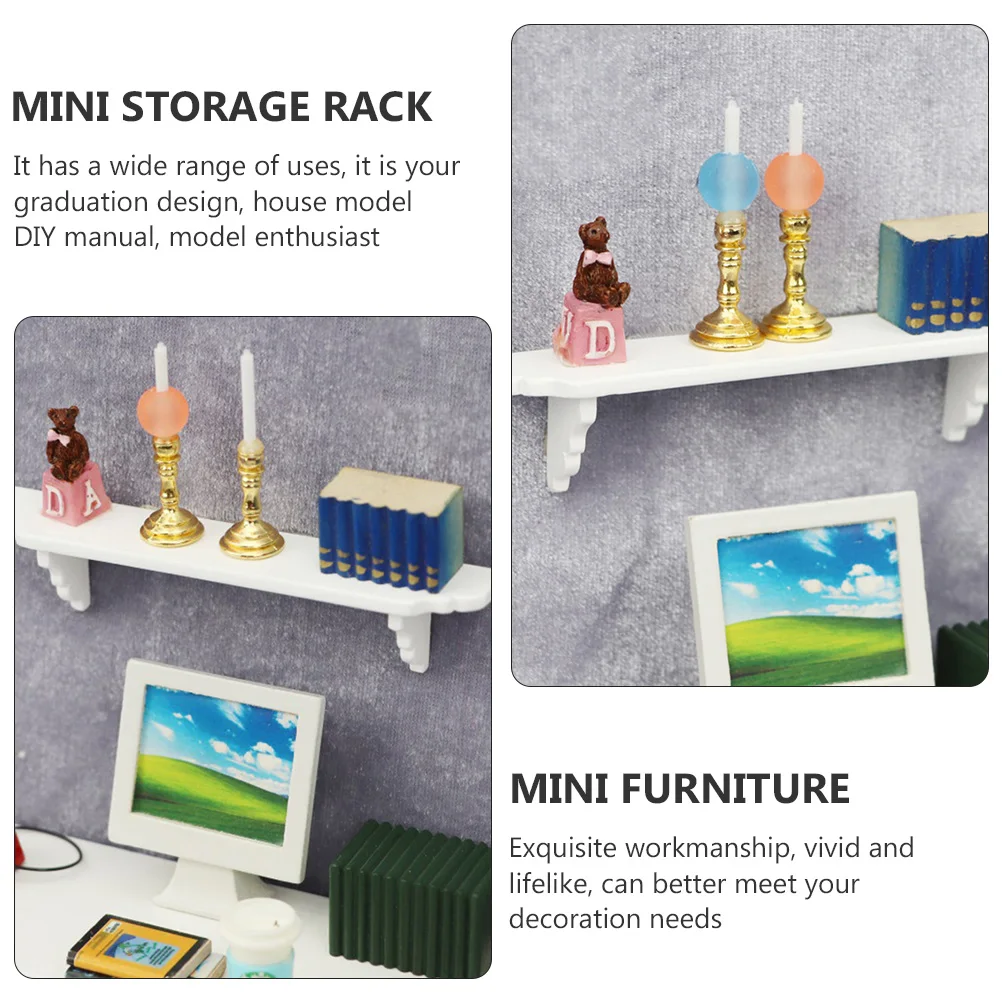 Support blanc Mini meubles jouet Mini support de rangement en bois meubles artisanat décor maison réaliste modèle bricolage Miniature