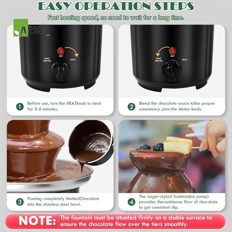 

A21Q -Three Layer Chocolate Fountain Machine Electirc Chocolate Fondue Set Detachable Mini Nostalgia Melting