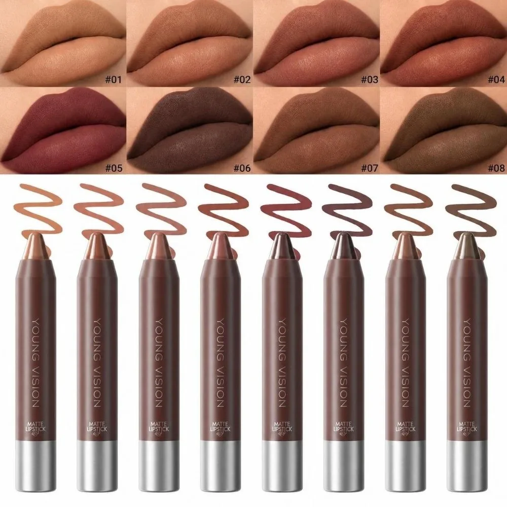 New Chocolate Tone Matte Lip Liner Pencil Non-stick Cup Waterproof Lipstick Pen Soft Velvet Long Lasting Lip Pencil Cosmetic