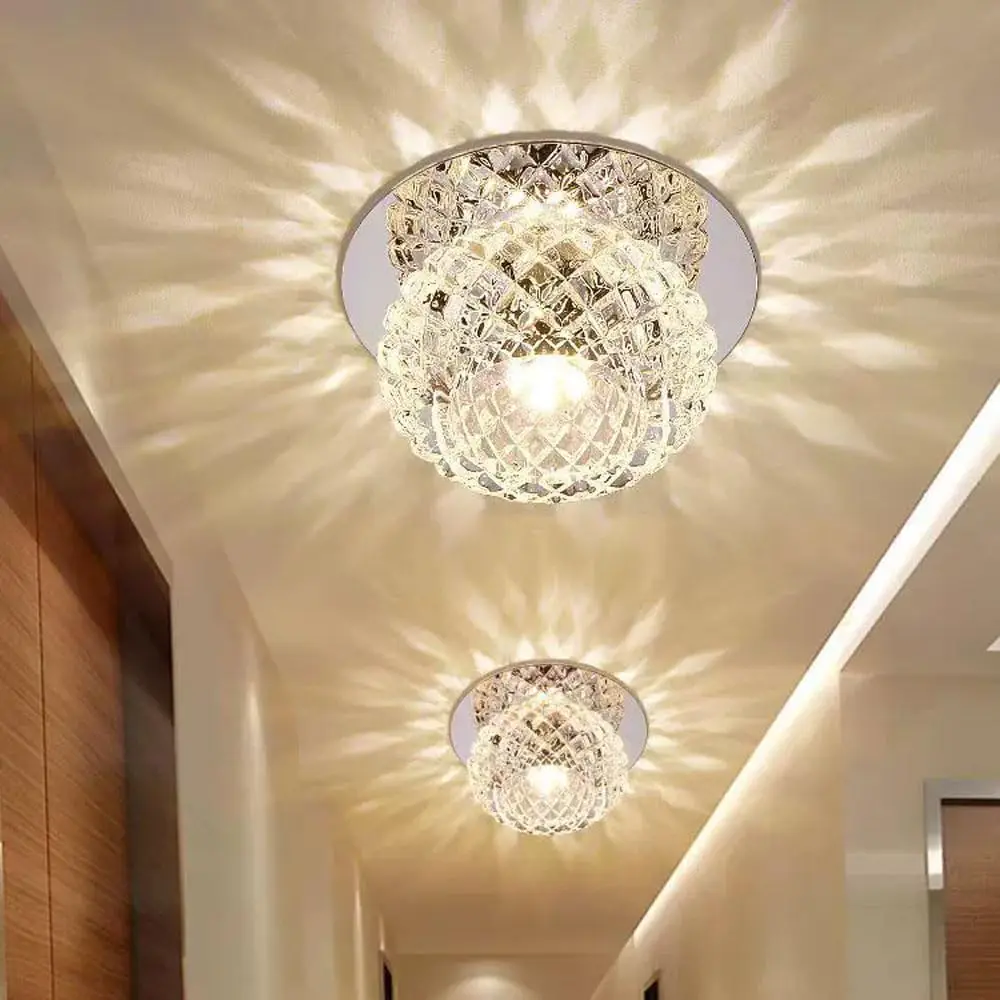 

Round Crystal Recessed Lighting, Dimmable Fixture, 3000K-6000K Adjustable Ceiling Light, Modern Crystal Light for Hallway