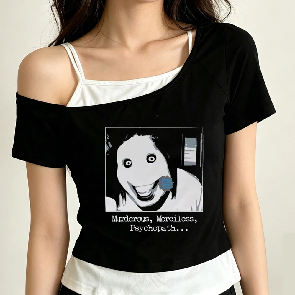 Creepypasta cropped top female cutecore clearance sales kawaii cheap graphic t-shirt japan vintage cheap dollette jojifuku