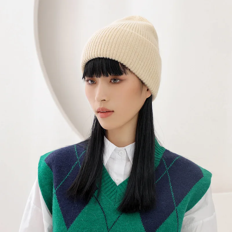 Kalte Mützen für Männer und Frauen, Wintermützen, winddichte Pullover-Strickmützen für Damen, vielseitige und warme Wollmützen – Detail 1