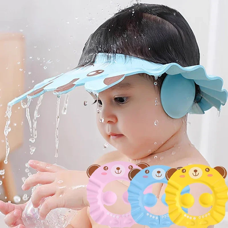 Gorro de lavado de pelo ajustable para Bebé y Niño, protector de ducha, tapa suave, protección para los ojos y los oídos