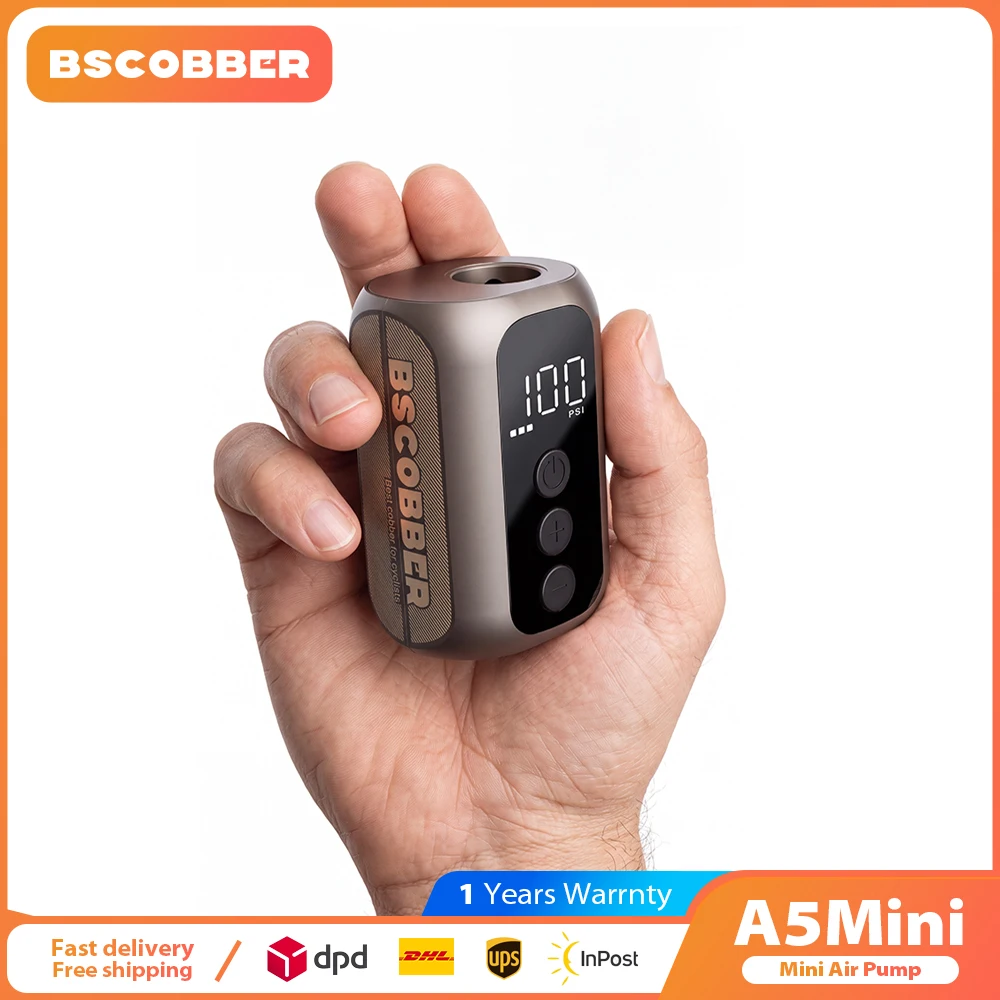 Inflador de Neumáticos BSCOBBER A5mini, Bomba de Aire Portátil de Alta Presión de 100 PSI, Inalámbrica, Recargable, Accesorios para Bicicleta