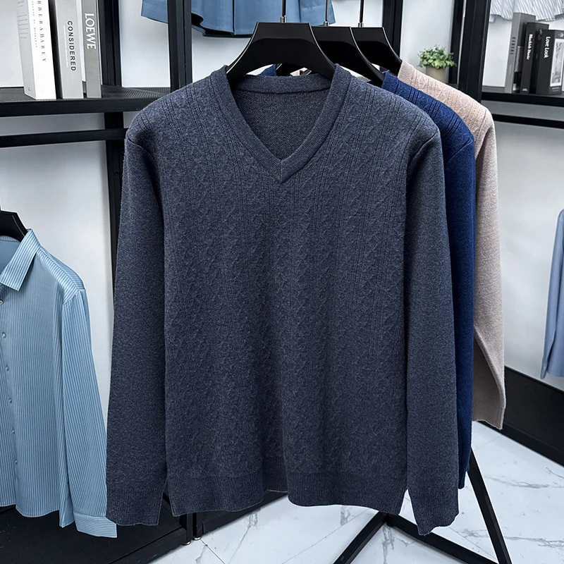 

Autumn and Winter New Men's Solid Color Fashionable Versatile Thickened Warm Long-Sleeve Round Neck/J-25935